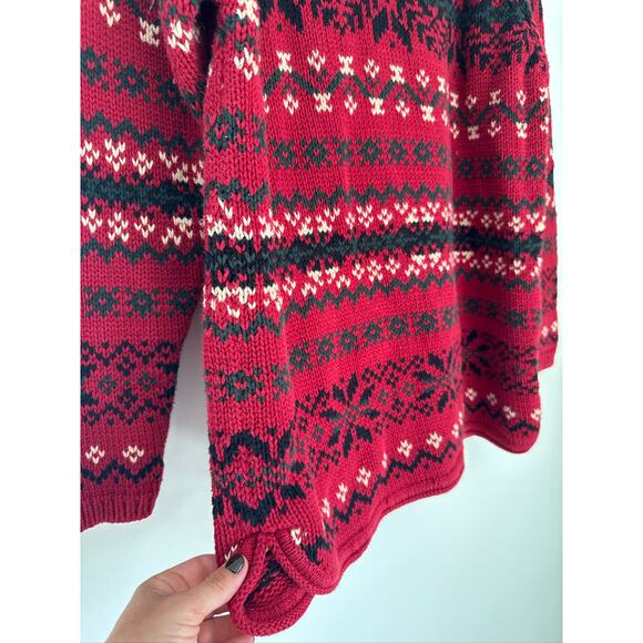 Eddie Bauer Vintage Fair Isle Holiday Cotton Crewneck Sweater - Med - Picture 5 of 8